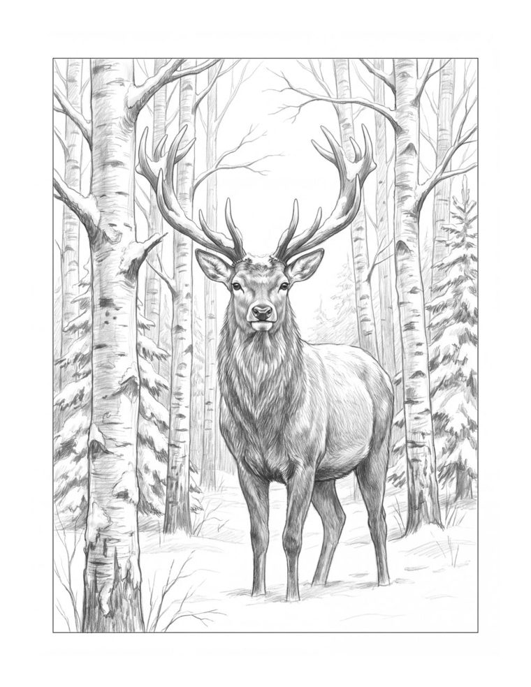 Stag in the snow