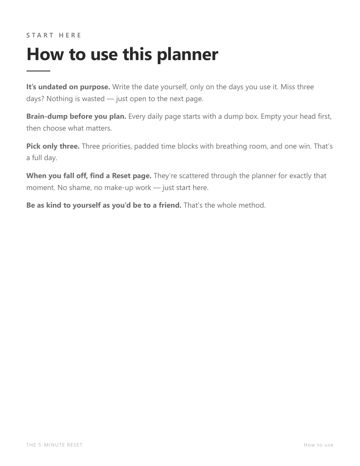 The 5-Minute Reset sample page 1