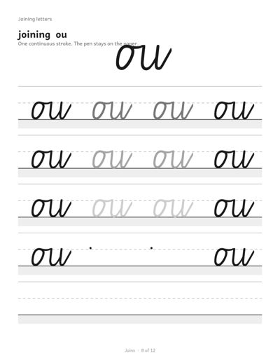 Dysgraphia Workbook: Cursive sample page 6
