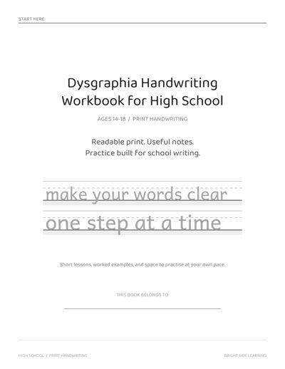 Dysgraphia Workbook: High School sample page 1