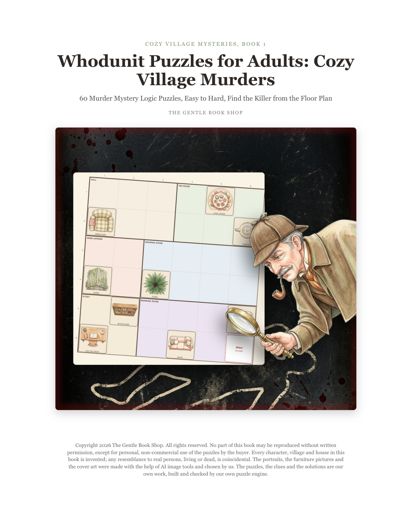 Whodunit Puzzles for Adults: Cozy Village Murders sample page 1