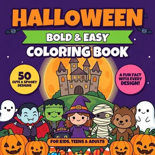 Halloween Bold and Easy Coloring Book book cover
