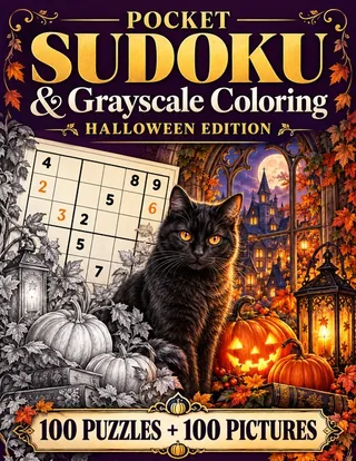 Pocket Sudoku & Grayscale Coloring: Halloween Edition book cover