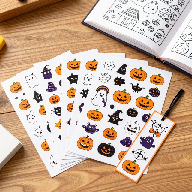Halloween sticker sheets and bookmarks