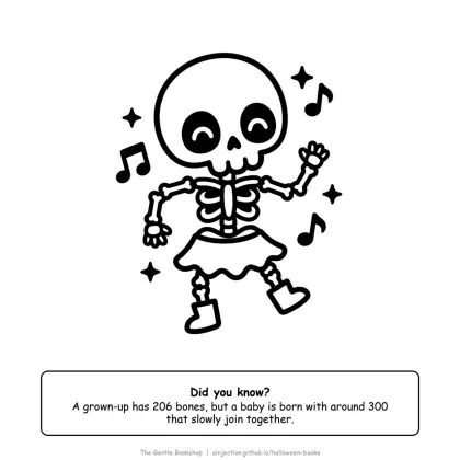Skeleton dancing happily, Halloween coloring page for adults