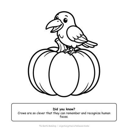 Crow sitting on top of a big pumpkin, Halloween coloring page for adults