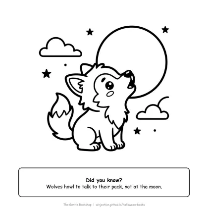 Werewolf howling at a big full moon, Halloween coloring page for adults