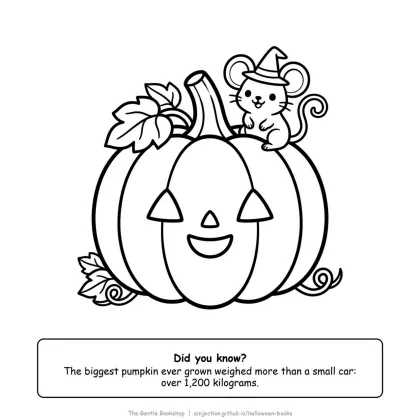 Mouse sitting on top of a gigantic pumpkin, Halloween coloring page for adults